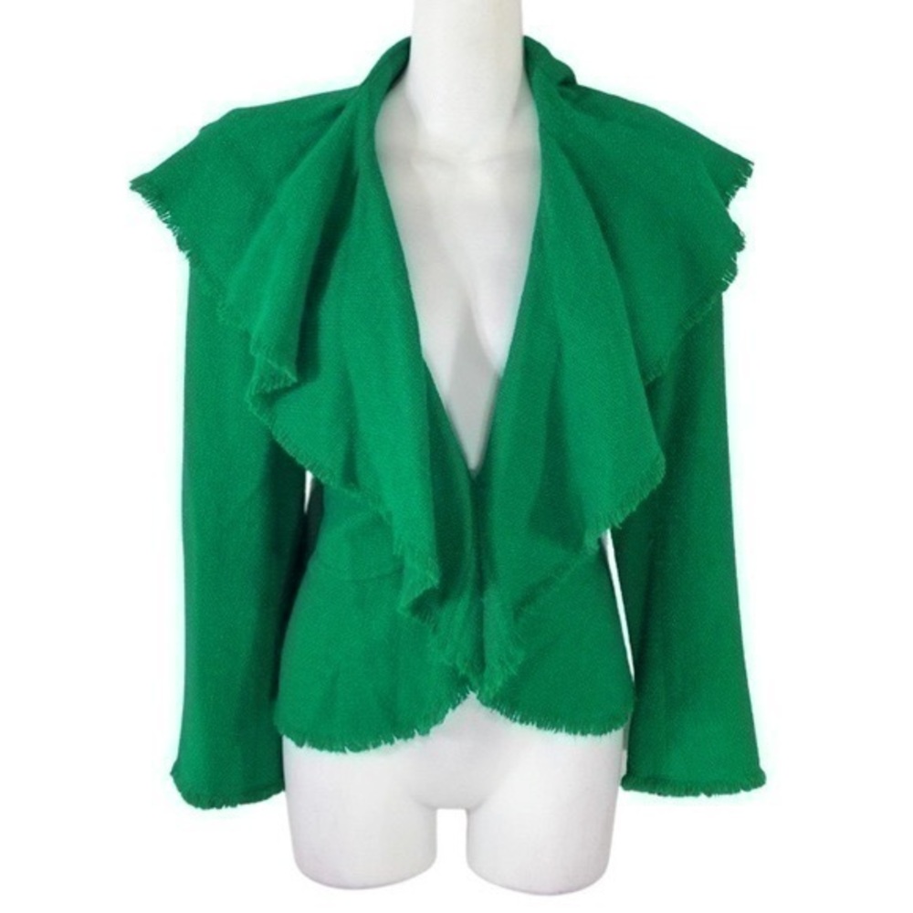 Lafayette 148 Blain Javanese Jacket Emerald GreenVirgin Wool Tweed Blazer 6